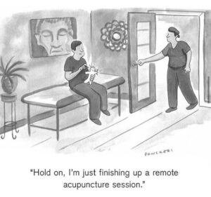 telehealth acupuncture cartoon